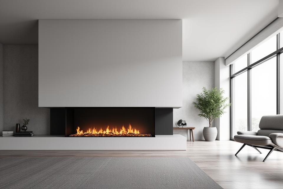 Linear Minimalist Fireplace